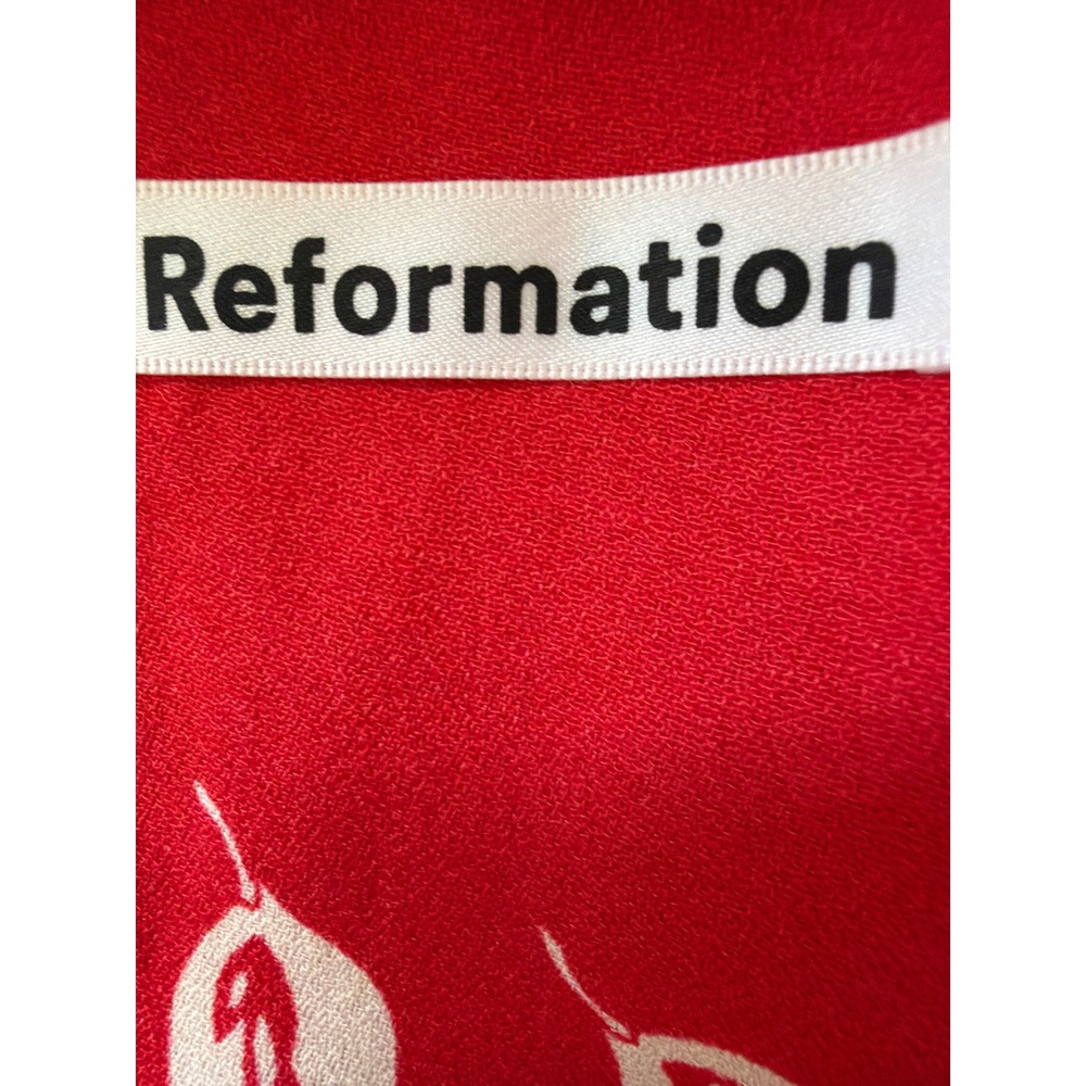 Reformation Red Mini Dress with White Floral Print - Picture 9 of 10